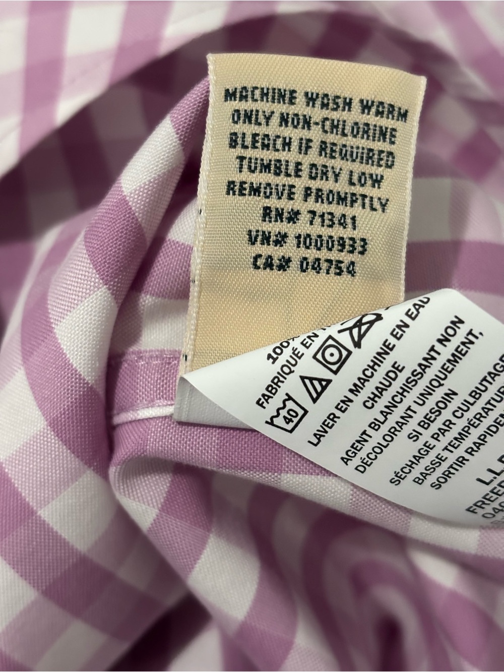L.L.Bean Lavender & White Gingham Button-Up Shirt - Picture 5 of 5